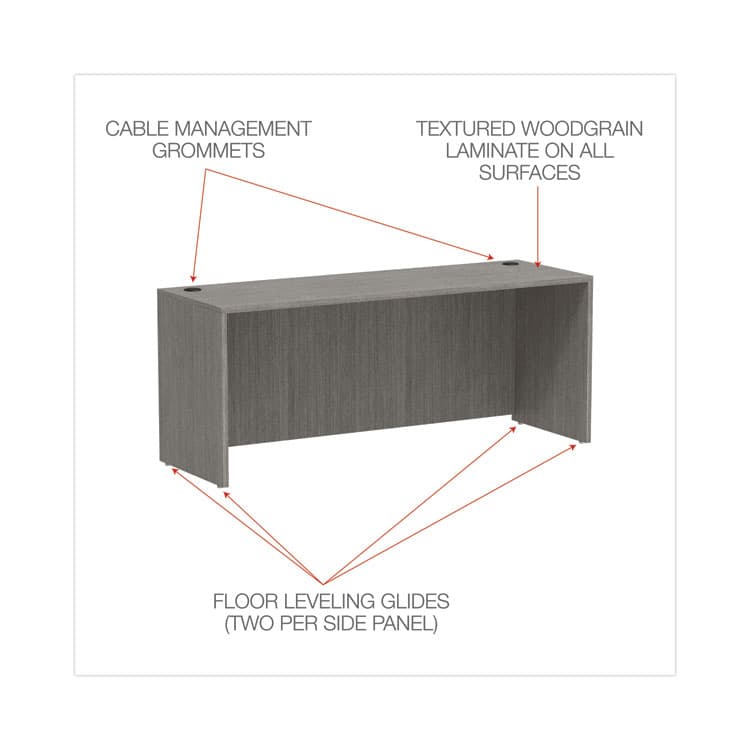 ALERA Alera Valencia Series Credenza Shell, 70.88w x 23.63d x 29.5h, Gray (ALEVA257224GY) thumbnail 4