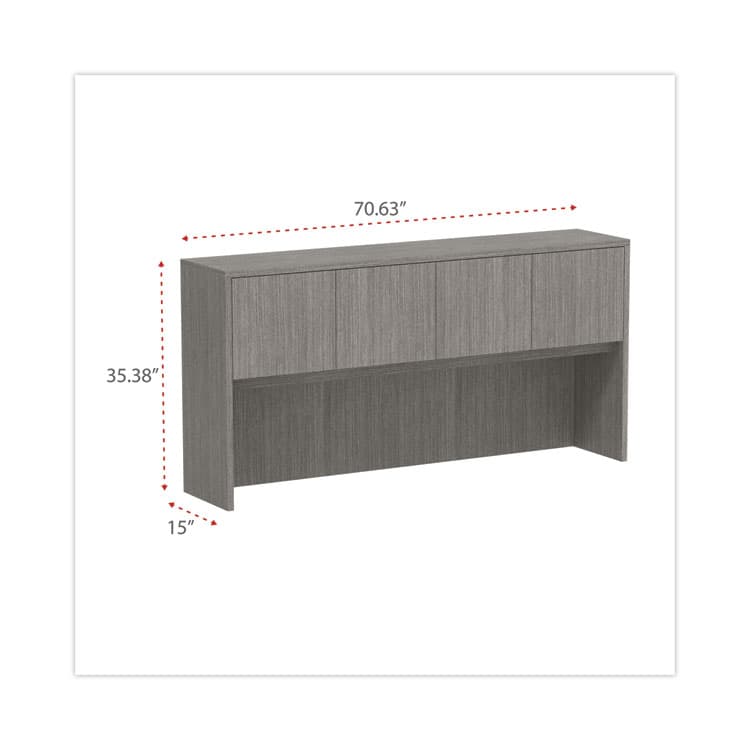 ALERA Alera Valencia Series Hutch with Doors, 4 Compartments, 70.63w x 15d x 35.38h, Gray (ALEVA287215GY) thumbnail 2