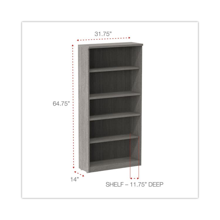 ALERA Alera Valencia Series Bookcase, Five-Shelf, 31.75w x 14d x 64.75h, Gray (ALEVA636632GY) thumbnail 2