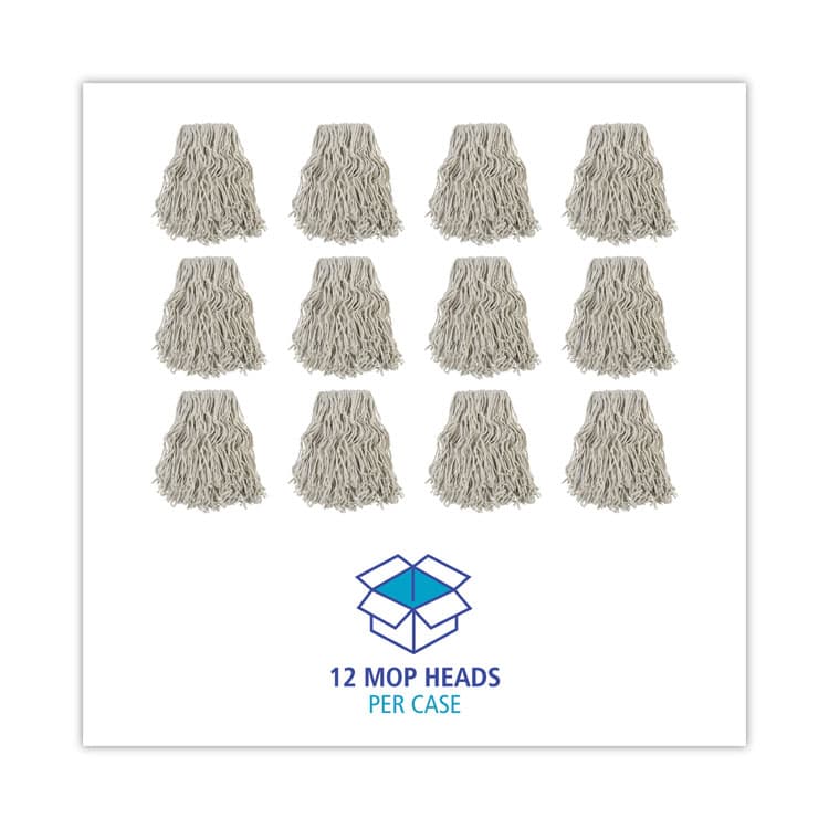 BOARDWALK Banded Cotton Mop Head, #24, White, 12/Carton (BWKCM02024S) thumbnail 4