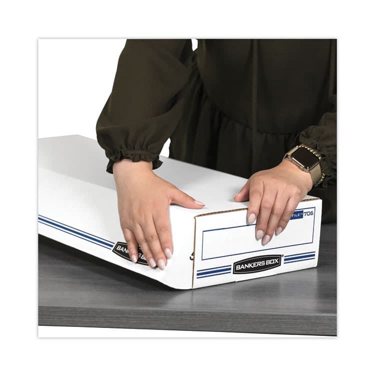 FELLOWES MFG. CO. STOR/FILE Check Boxes, 9.25" x 25" x 4.13", White/Blue, 12/Carton (FEL00706) thumbnail 4