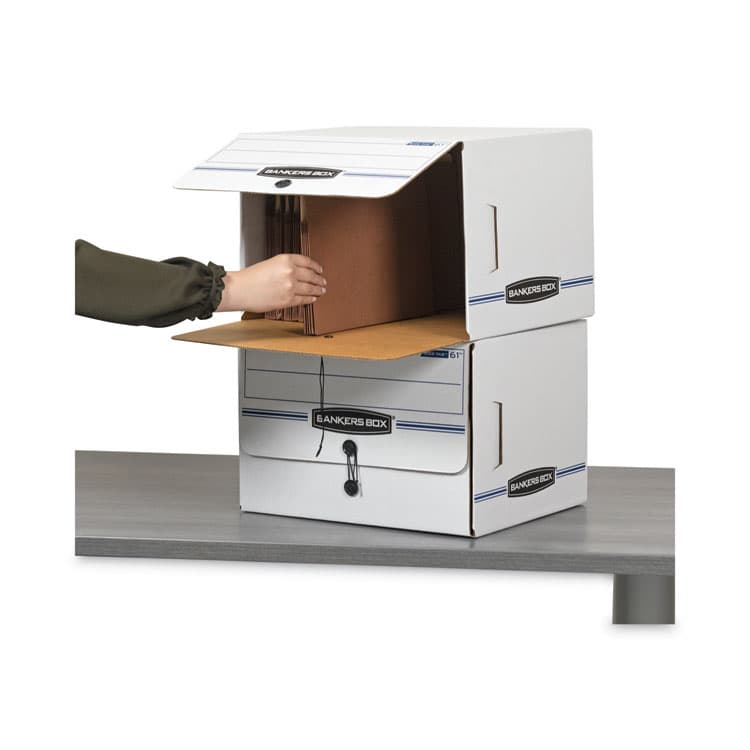 FELLOWES MFG. CO. SIDE-TAB Storage Boxes, Letter Files, White/Blue, 12/Carton (FEL00061) thumbnail 4