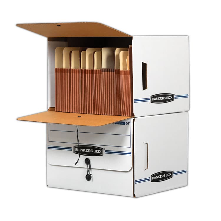 FELLOWES MFG. CO. SIDE-TAB Storage Boxes, Letter Files, White/Blue, 12/Carton (FEL00061) thumbnail 3