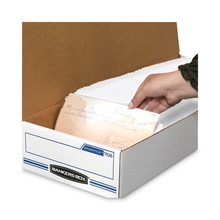 FELLOWES MFG. CO. STOR/FILE Check Boxes, 9.25" x 25" x 4.13", White/Blue, 12/Carton (FEL00706) thumbnail 3