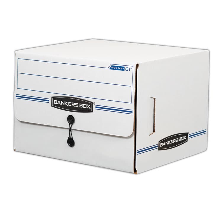 FELLOWES MFG. CO. SIDE-TAB Storage Boxes, Letter Files, White/Blue, 12/Carton (FEL00061)