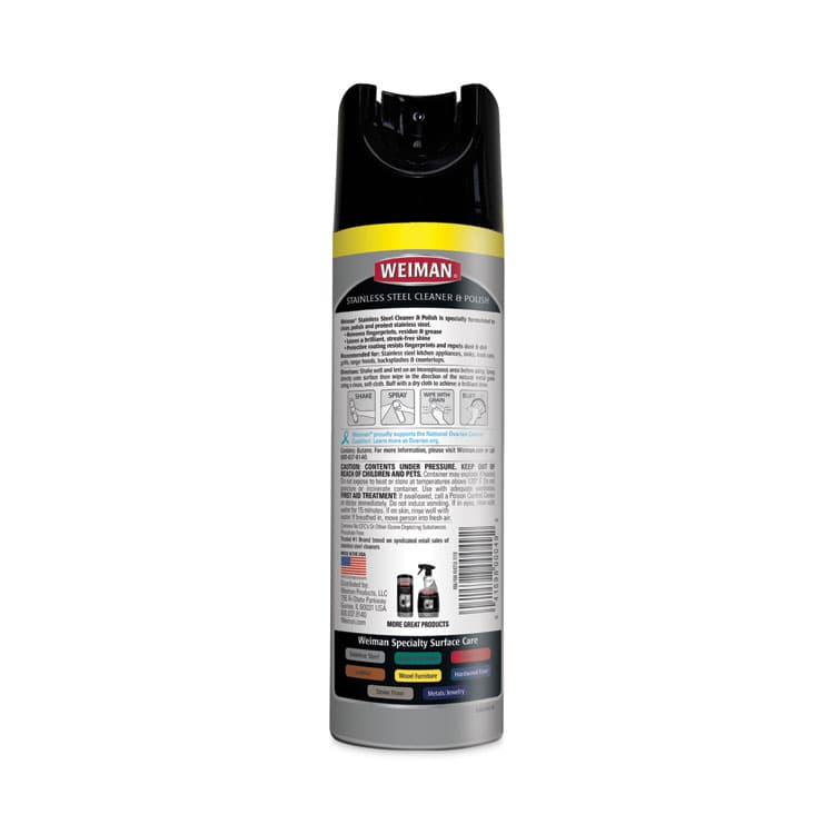 WEIMAN Stainless Steel Cleaner and Polish, 17 oz Aerosol, 6/Carton (WMN49CT) thumbnail 3