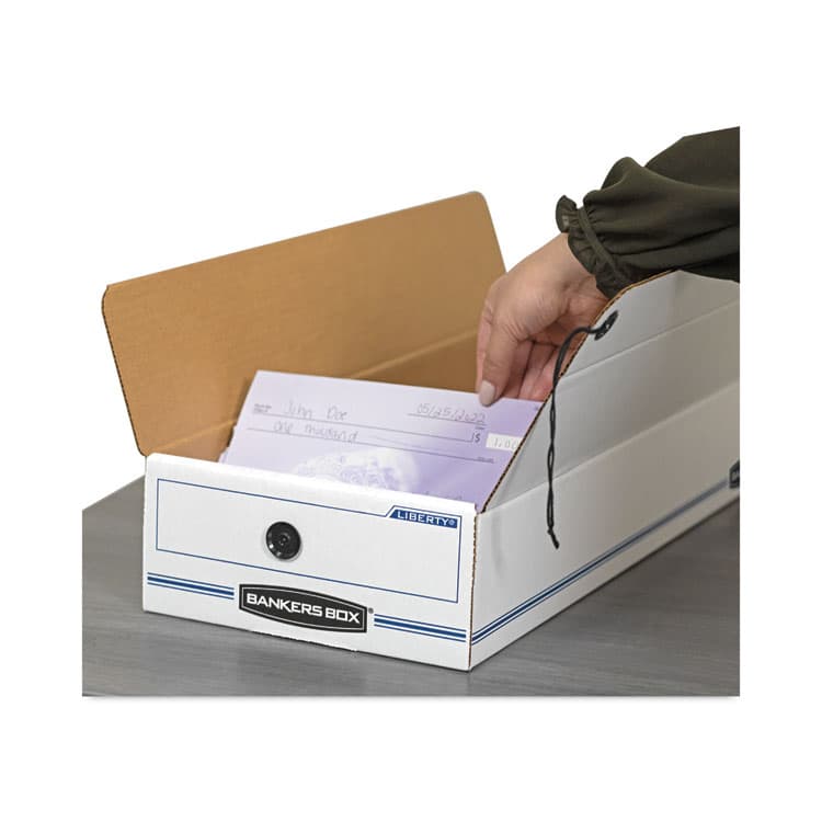 FELLOWES MFG. CO. LIBERTY Check and Form Boxes, 9.5" x 23.75" x 4.5", White/Blue, 12/Carton (FEL00007) thumbnail 4