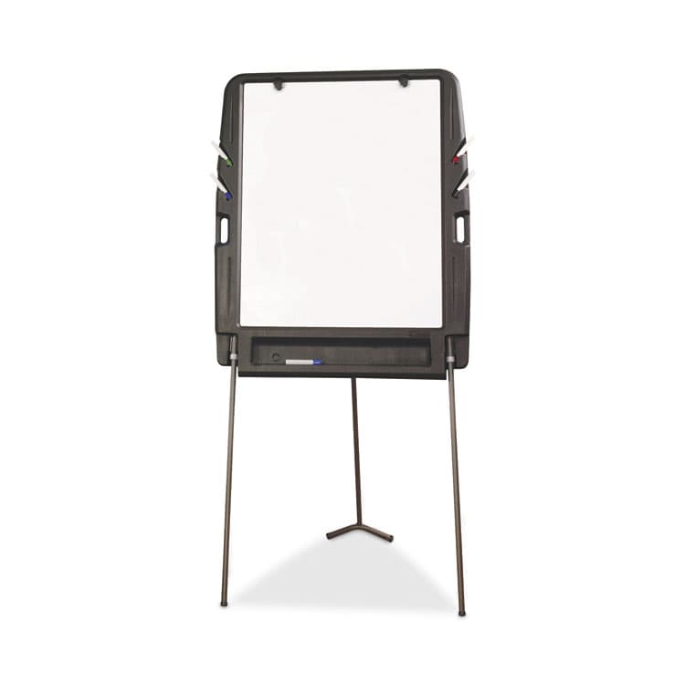 ICEBERG ENTERPRISES Ingenuity Portable Flipchart Easel with Dry Erase Surface, 35" x 30", White Surface, Charcoal Gray Polyethylene Frame (ICE30227)