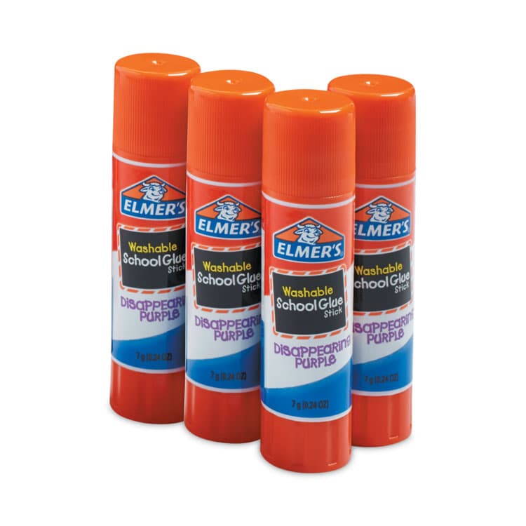 ELMER'S PRODUCTS, . Washable School Glue Sticks, 0.24 oz, Applies Purple, Dries Clear, 4/Pack (EPIE543) thumbnail 3