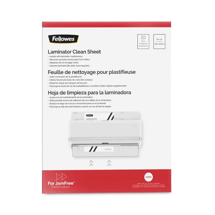FELLOWES MFG. CO. Laminator Cleaning Sheets, 3 to 10 mil, 8.5" x 11", White, 10/Pack (FEL5320603) thumbnail 2