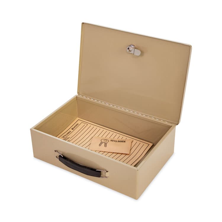 CONTROLTEK Heavy Duty Fire Retardant Box, 1 Compartment, Key Lock, 12.75" x 8.25" x 4", Sand (CNK500123) thumbnail 3