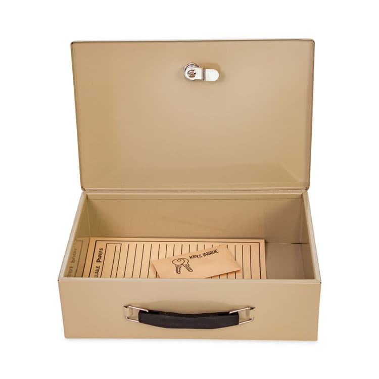 CONTROLTEK Heavy Duty Fire Retardant Box, 1 Compartment, Key Lock, 12.75" x 8.25" x 4", Sand (CNK500123) thumbnail 4
