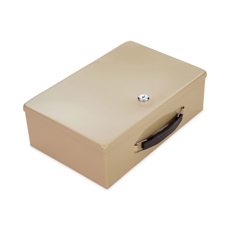 CONTROLTEK Heavy Duty Fire Retardant Box, 1 Compartment, Key Lock, 12.75" x 8.25" x 4", Sand (CNK500123)