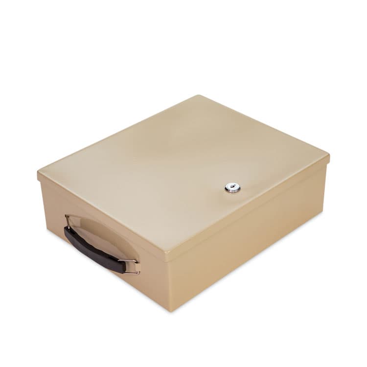 CONTROLTEK Jumbo Locking Cash Box, 1 Compartment, Key Lock, 14.38" x 11" x 4.13", Sand (CNK500134) thumbnail 2