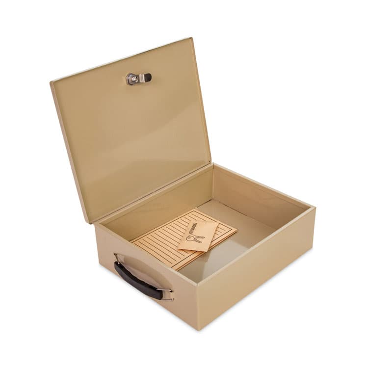 CONTROLTEK Jumbo Locking Cash Box, 1 Compartment, Key Lock, 14.38" x 11" x 4.13", Sand (CNK500134) thumbnail 4