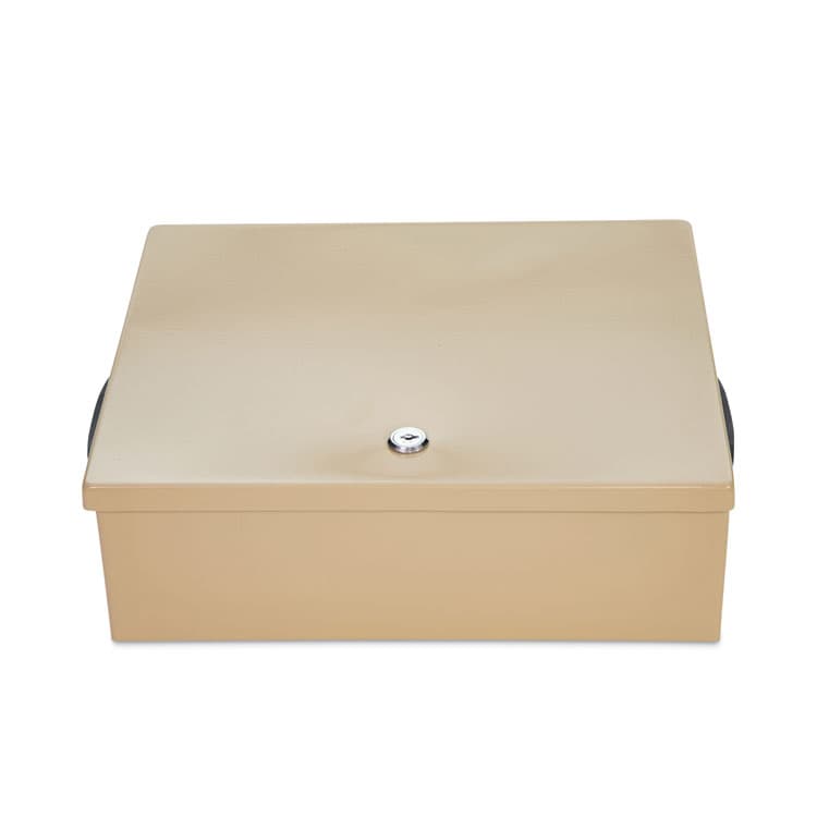 CONTROLTEK Jumbo Locking Cash Box, 1 Compartment, Key Lock, 14.38" x 11" x 4.13", Sand (CNK500134)