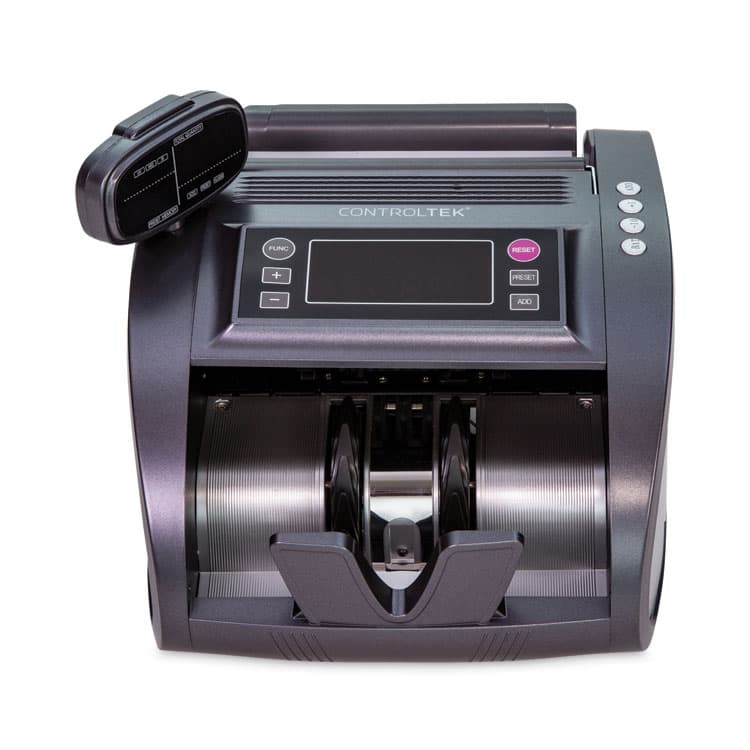 CONTROLTEK 4820 Bill Counter with Counterfeit Detection, 1,200 bills/min, 11.41" x 9.45" x 8.66", Charcoal Gray (CNK500137)