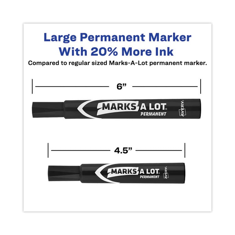 AVERY PRODUCTS CORPORATION MARKS A LOT Large Desk-Style Permanent Marker Value Pack, Broad Chisel Tip, Black, 36/Pack (98206) (AVE98206) thumbnail 3