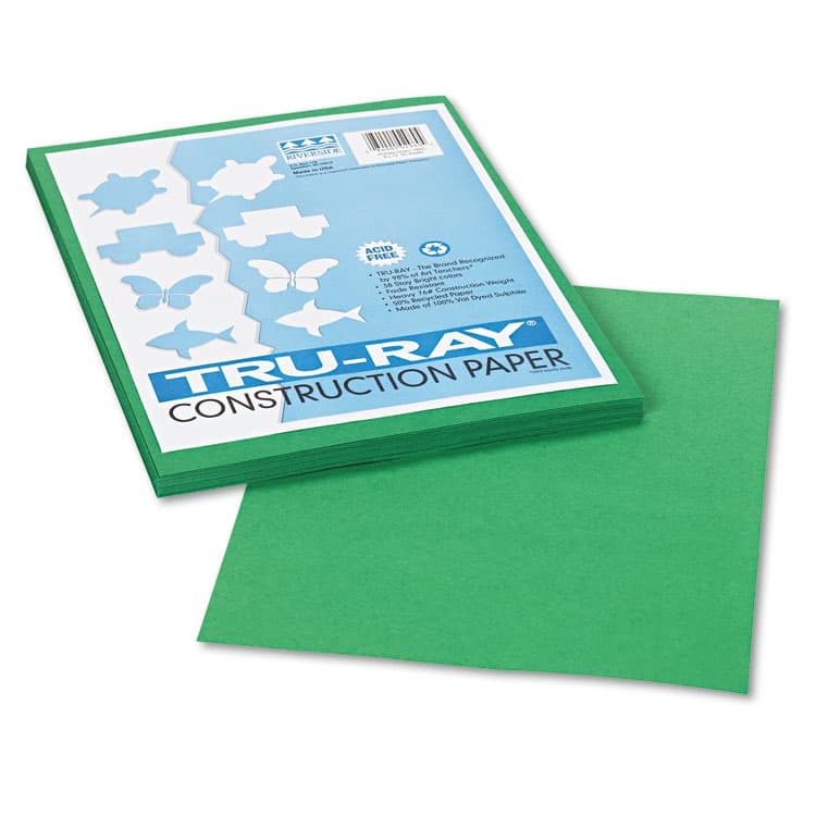 PACON CORPORATION Tru-Ray Construction Paper, 76 lb Text Weight, 9 x 12, Holiday Green, 50/Pack (PAC102960)