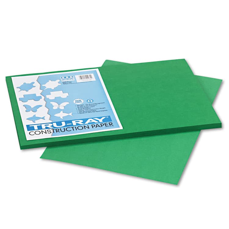PACON CORPORATION Tru-Ray Construction Paper, 76 lb Text Weight, 12 x 18, Holiday Green, 50/Pack (PAC102961)