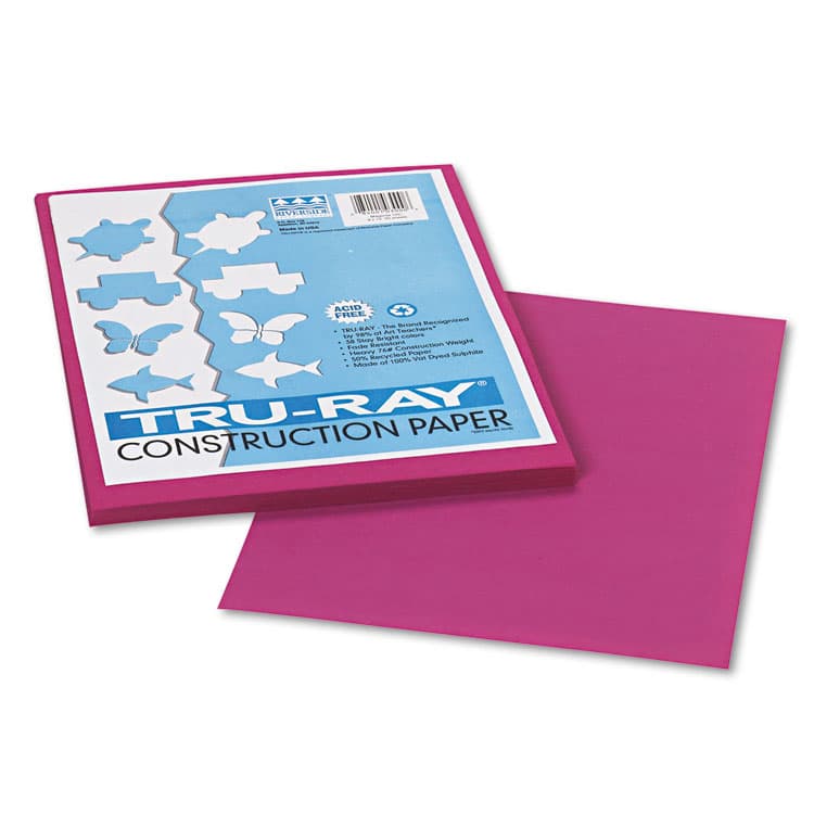 PACON CORPORATION Tru-Ray Construction Paper, 76 lb Text Weight, 9 x 12, Magenta, 50/Pack (PAC103000)