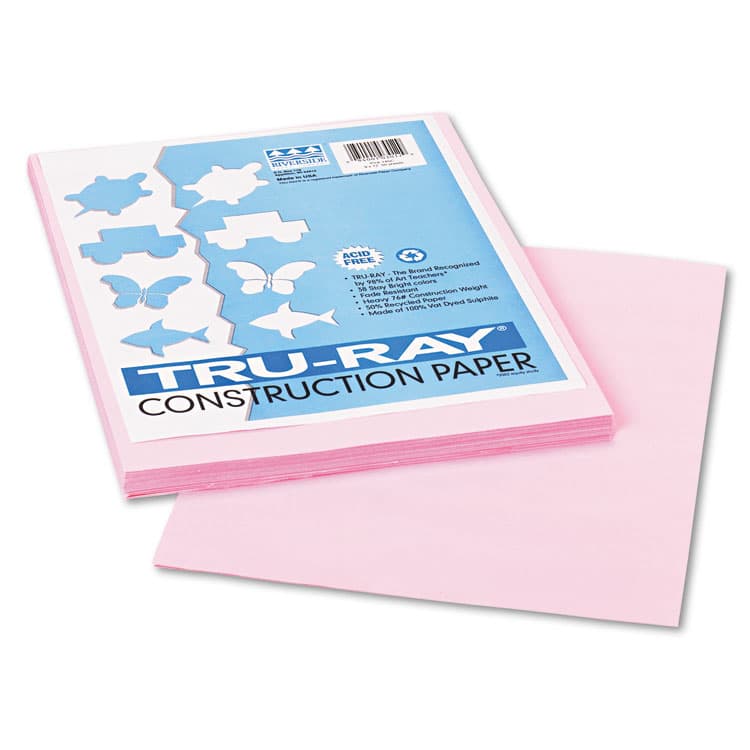 PACON CORPORATION Tru-Ray Construction Paper, 76 lb Text Weight, 9 x 12, Pink, 50/Pack (PAC103012)