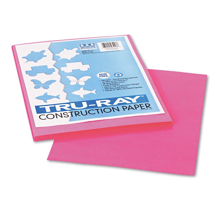 PACON CORPORATION Tru-Ray Construction Paper, 76 lb Text Weight, 9 x 12, Shocking Pink, 50/Pack (PAC103013)