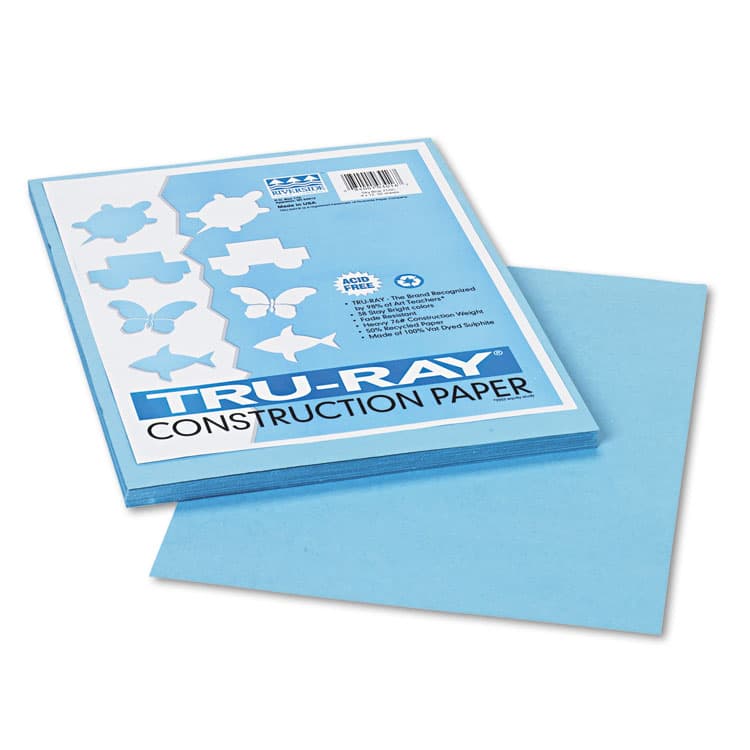 PACON CORPORATION Tru-Ray Construction Paper, 76 lb Text Weight, 9 x 12, Sky Blue, 50/Pack (PAC103016)