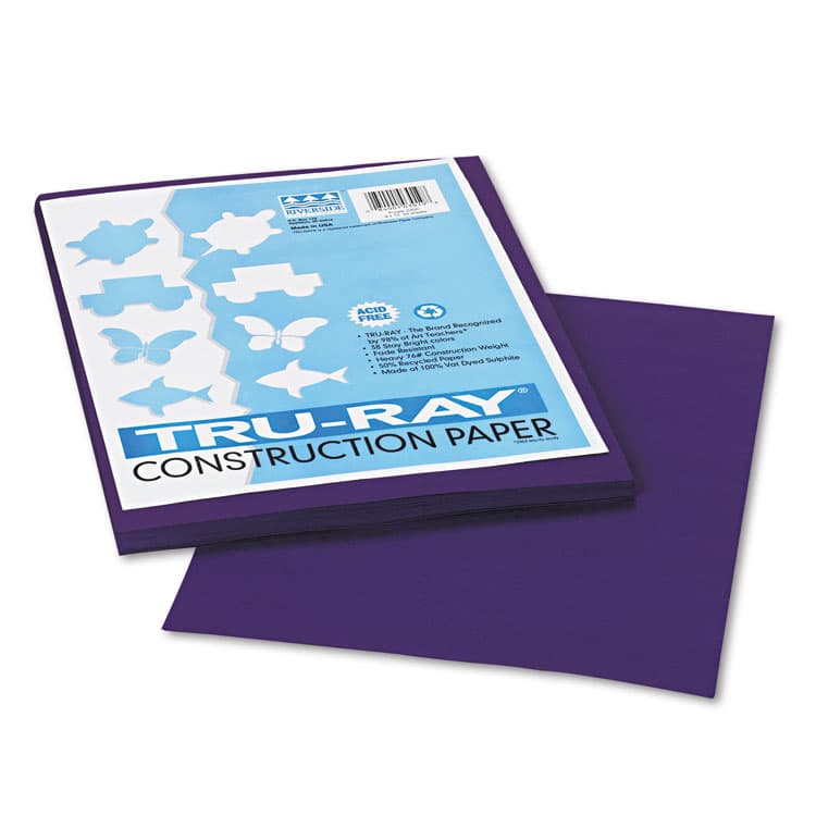 PACON CORPORATION Tru-Ray Construction Paper, 76 lb Text Weight, 9 x 12, Purple, 50/Pack (PAC103019)