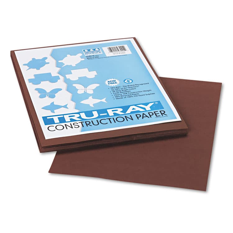 PACON CORPORATION Tru-Ray Construction Paper, 76 lb Text Weight, 9 x 12, Dark Brown, 50/Pack (PAC103024)