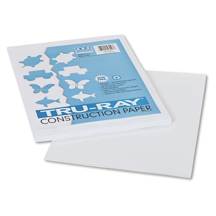 PACON CORPORATION Tru-Ray Construction Paper, 76 lb Text Weight, 9 x 12, White, 50/Pack (PAC103026)
