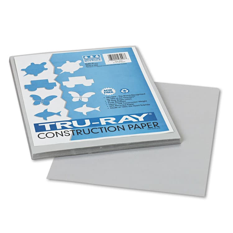 PACON CORPORATION Tru-Ray Construction Paper, 76 lb Text Weight, 9 x 12, Gray, 50/Pack (PAC103027)