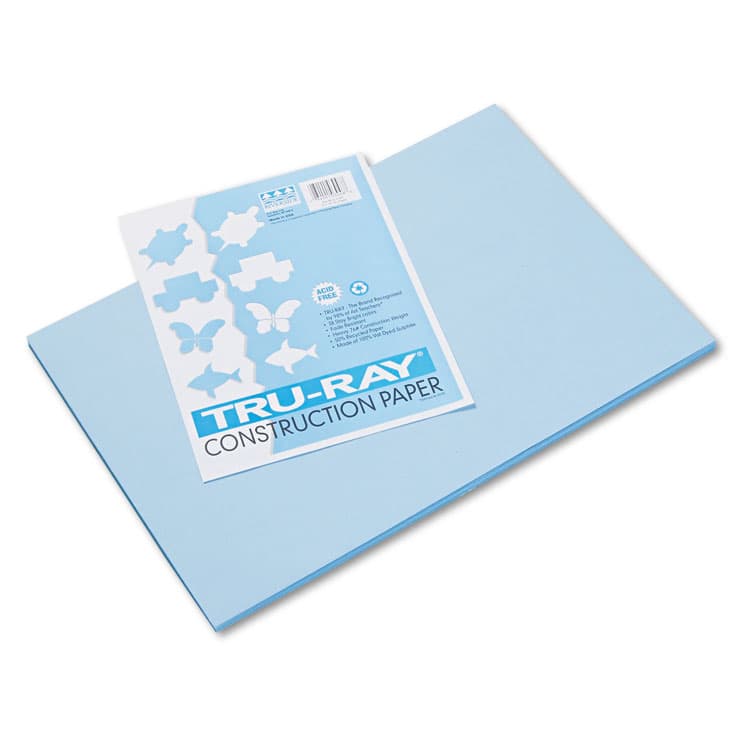 PACON CORPORATION Tru-Ray Construction Paper, 76 lb Text Weight, 12 x 18, Sky Blue, 50/Pack (PAC103048)