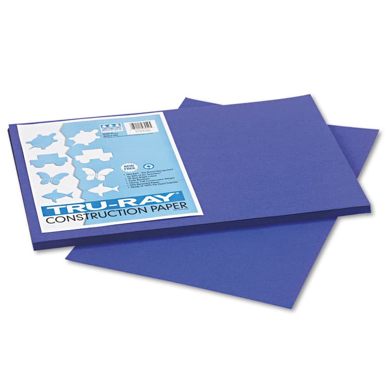 PACON CORPORATION Tru-Ray Construction Paper, 76 lb Text Weight, 12 x 18, Royal Blue, 50/Pack (PAC103049)