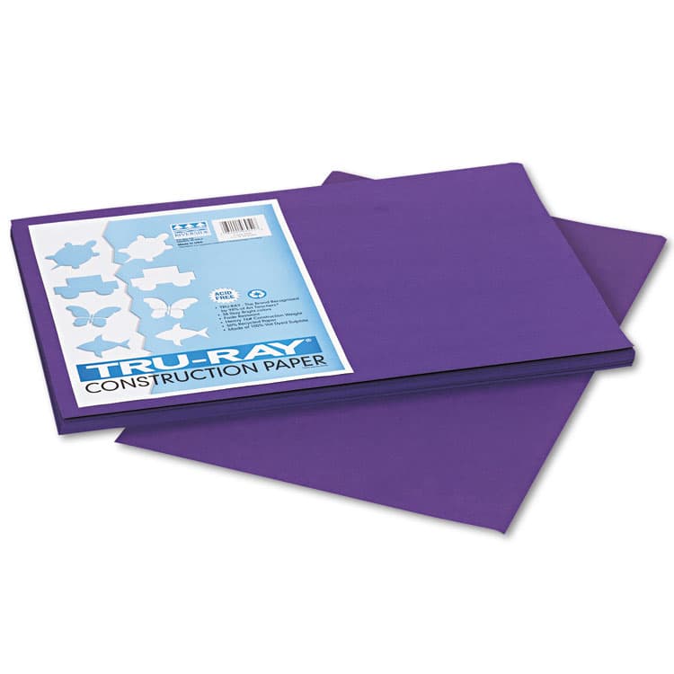 PACON CORPORATION Tru-Ray Construction Paper, 76 lb Text Weight, 12 x 18, Purple, 50/Pack (PAC103051)