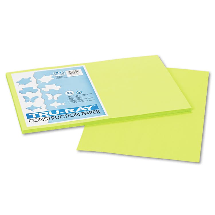 PACON CORPORATION Tru-Ray Construction Paper, 76 lb Text Weight, 12 x 18, Brilliant Lime, 50/Pack (PAC103425)
