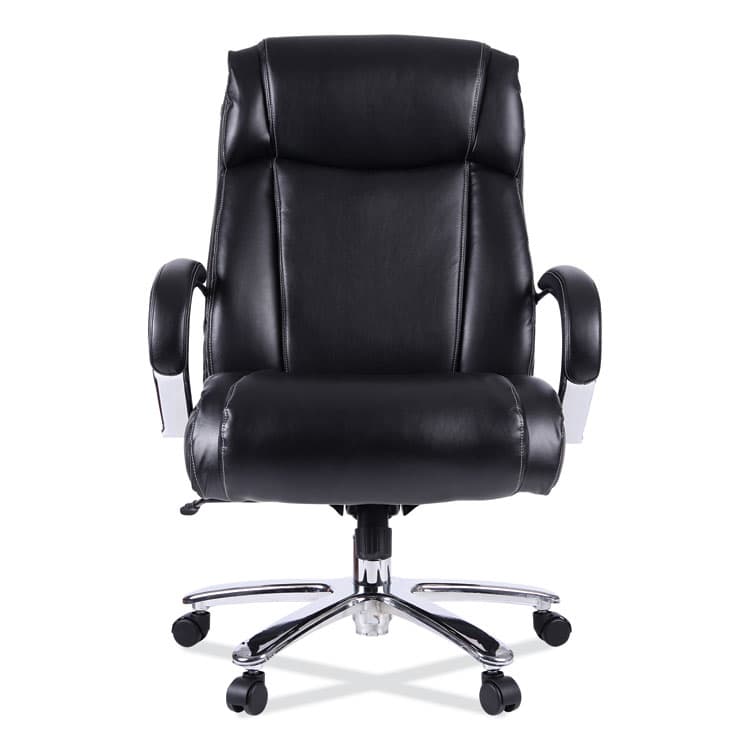 ALERA Alera Maxxis Series Big/Tall Bonded Leather Chair, Supports 500 lb, 19.7" to 25" Seat Height, Black Seat/Back, Chrome Base (ALEMS4419) thumbnail 2