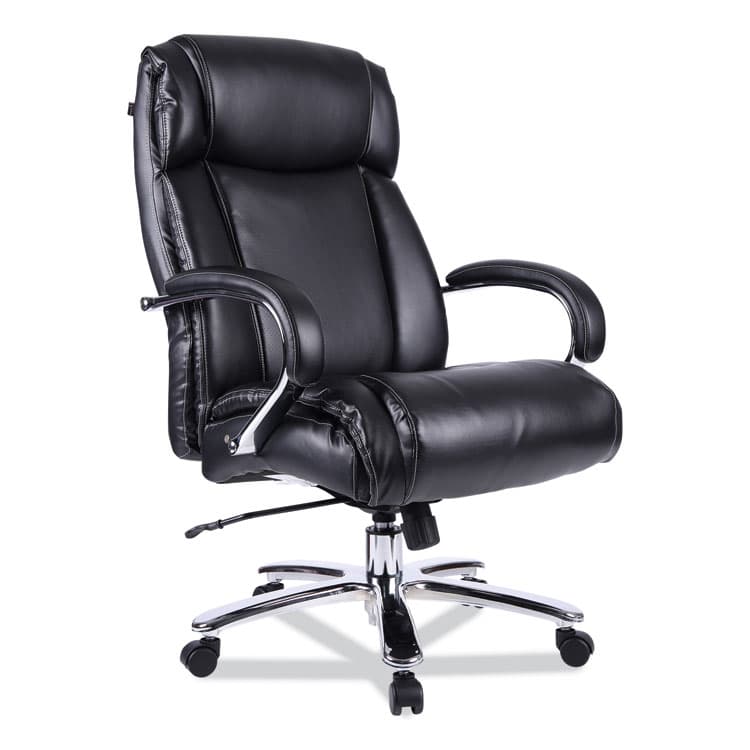 ALERA Alera Maxxis Series Big/Tall Bonded Leather Chair, Supports 500 lb, 19.7" to 25" Seat Height, Black Seat/Back, Chrome Base (ALEMS4419)