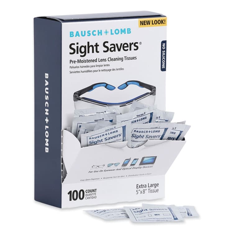 BAUSCH & LOMB, . Sight Savers Premoistened Lens Cleaning Tissues, 8" x 5", 100/Box (BAL8574GM)