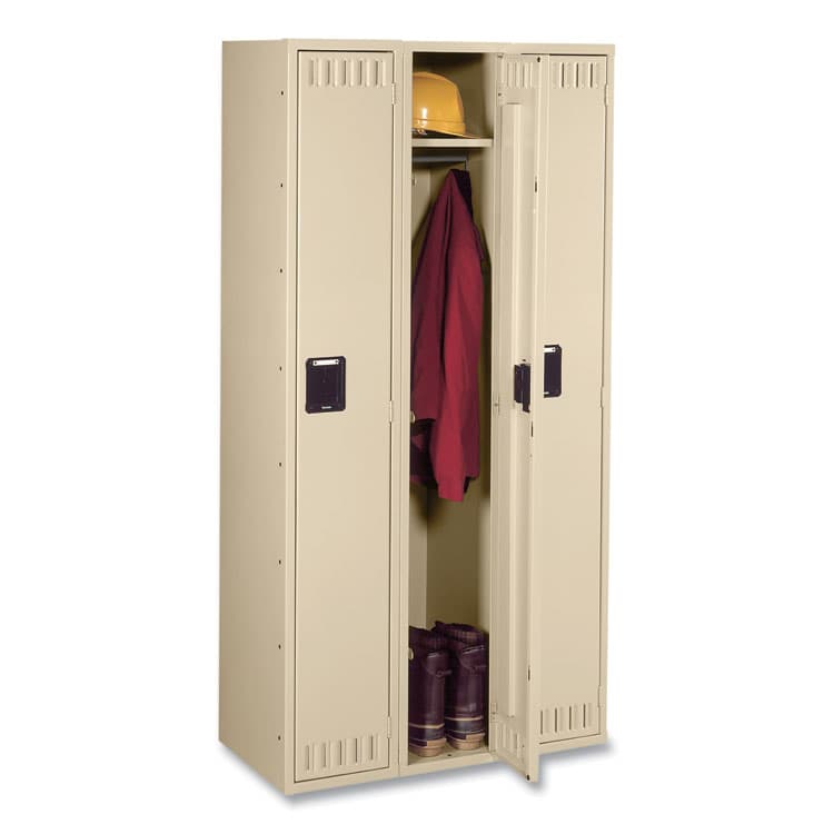 TENNSCO Single-Tier Locker, Three Lockers with Hat Shelves and Coat Rods, 36w x 18d x 72h, Sand (TNNSTS121872CSD) thumbnail 2