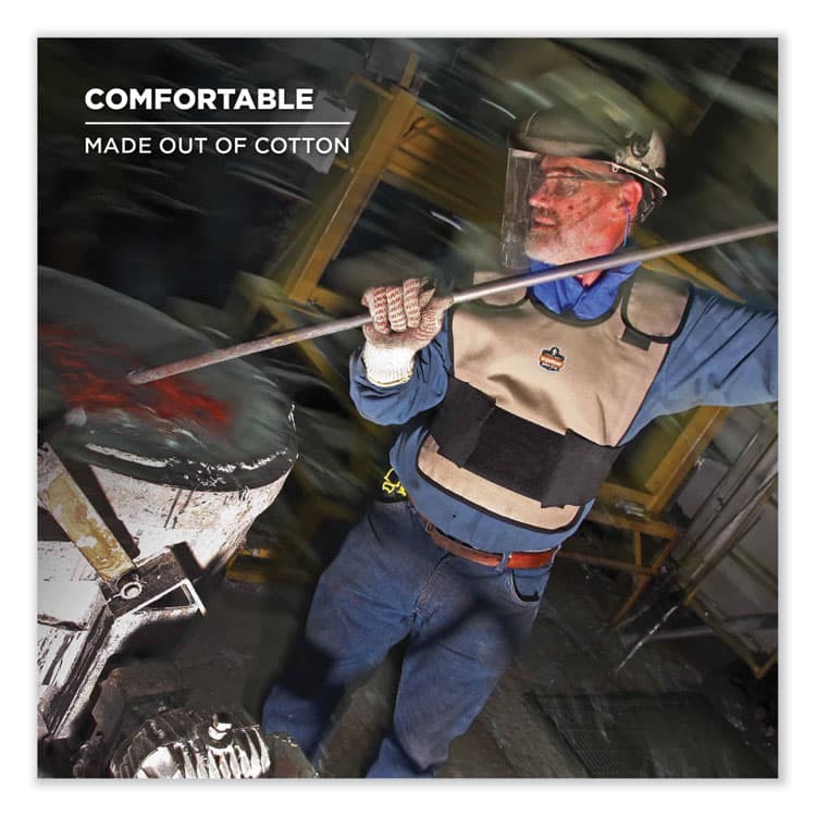 ERGODYNE CORPORATION Chill-Its 6235 Standard Phase Change Cooling Vest, Cotton, Small/Medium, Khaki (EGO12002) thumbnail 4