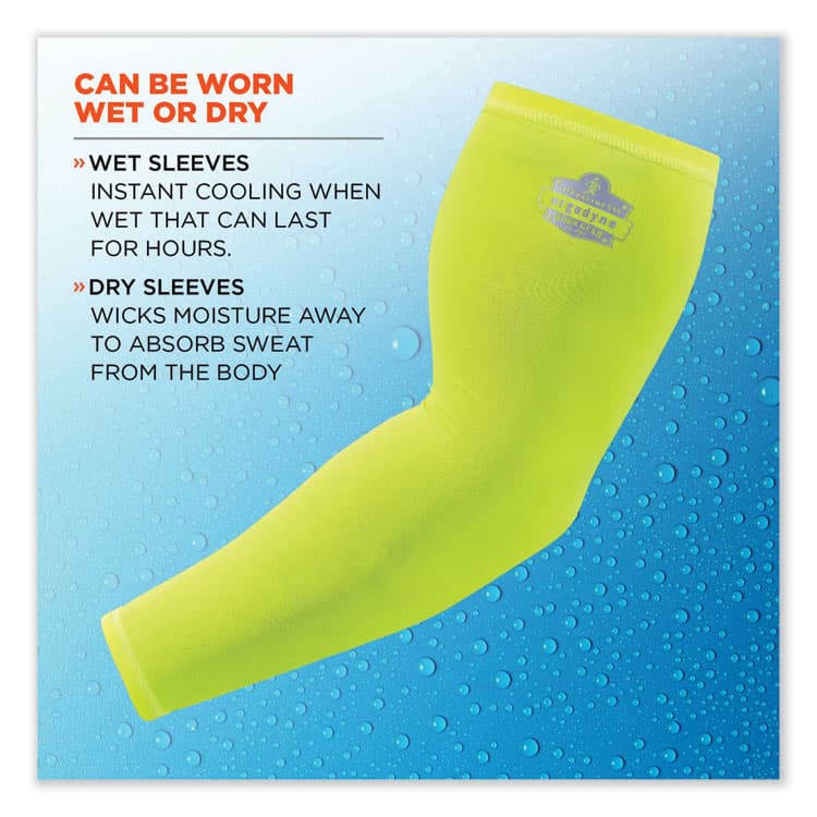 ERGODYNE CORPORATION Chill-Its 6690 Performance Knit Cooling Arm Sleeve, Polyester/Spandex, Large, Lime, 2 Sleeves (EGO12284) thumbnail 3