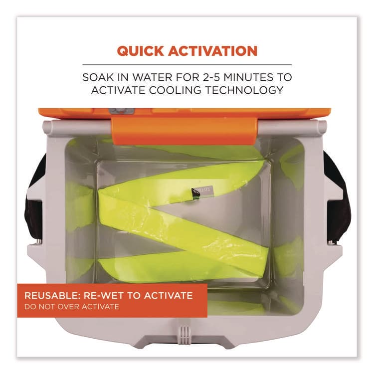 ERGODYNE CORPORATION Chill-Its 6700 Cooling Bandana Polymer Tie Headband, One Size Fits Most, Lime (EGO12301) thumbnail 3