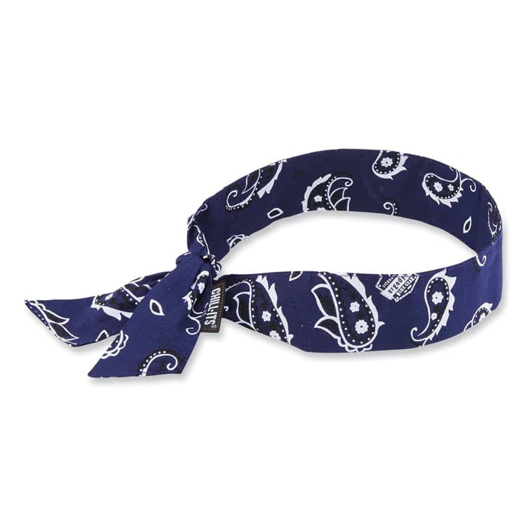 ERGODYNE CORPORATION Chill-Its 6700 Cooling Bandana Polymer Tie Headband, One Size Fits Most, Navy Western (EGO12306)