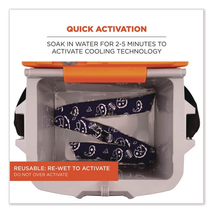 ERGODYNE CORPORATION Chill-Its 6700 Cooling Bandana Polymer Tie Headband, One Size Fits Most, Navy Western (EGO12306) thumbnail 3