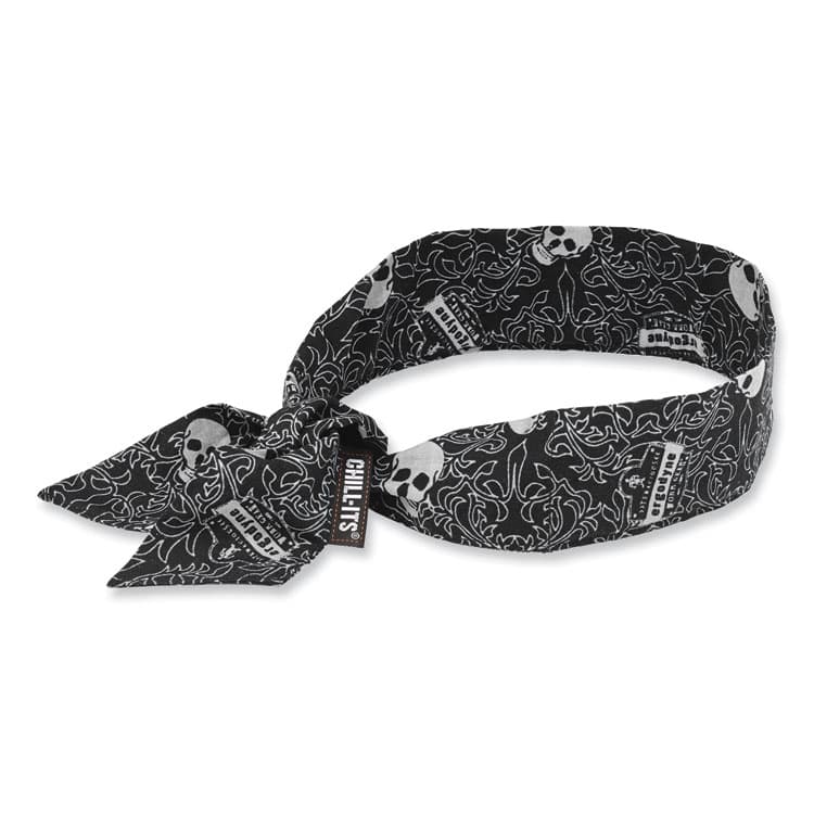 ERGODYNE CORPORATION Chill-Its 6700 Cooling Bandana Polymer Tie Headband, One Size Fits Most, Skulls (EGO12329)