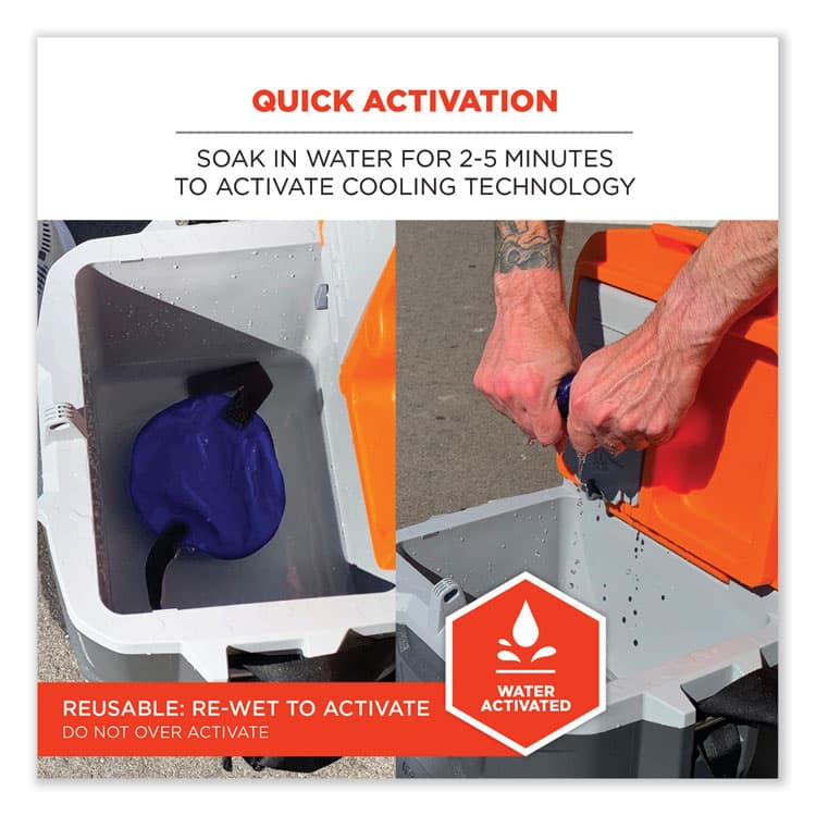 ERGODYNE CORPORATION Chill-Its 6715 Hard Hat Cooling Pad - Polymers, 7 x 6.5, Blue (EGO12337) thumbnail 4
