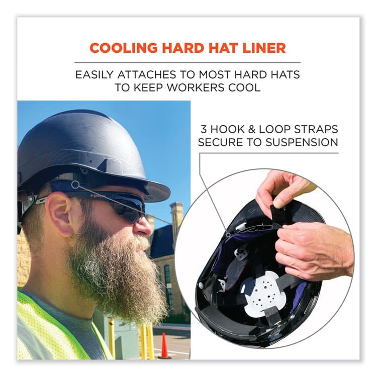 ERGODYNE CORPORATION Chill-Its 6716 Cooling Hard Hat Liner - Polymers, 13.25 x 1.88, Blue (EGO12338) thumbnail 2