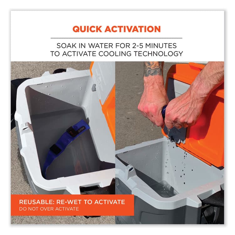 ERGODYNE CORPORATION Chill-Its 6716 Cooling Hard Hat Liner - Polymers, 13.25 x 1.88, Blue (EGO12338) thumbnail 4