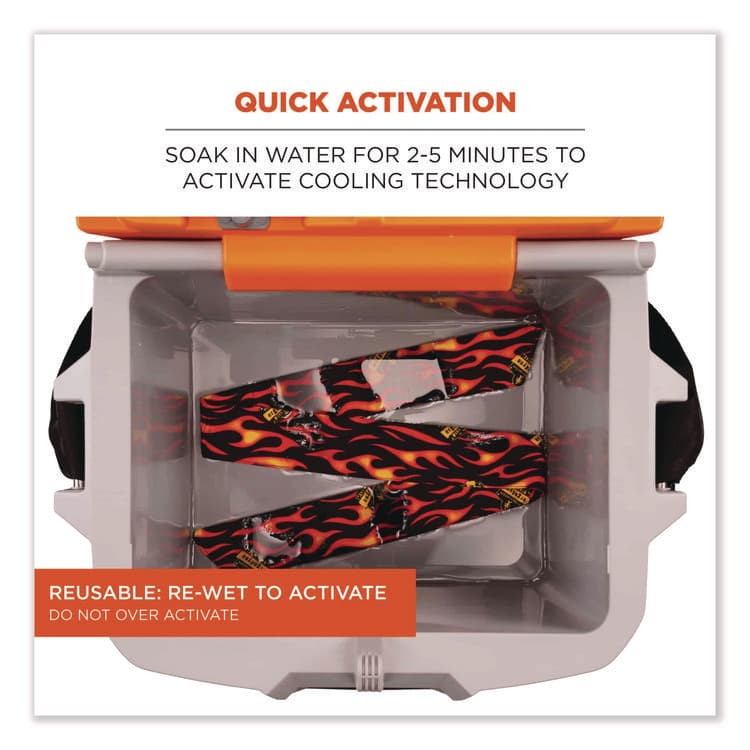 ERGODYNE CORPORATION Chill-Its 6700 Cooling Bandana Polymer Tie Headband, One Size Fits Most, Flames (EGO12341) thumbnail 3